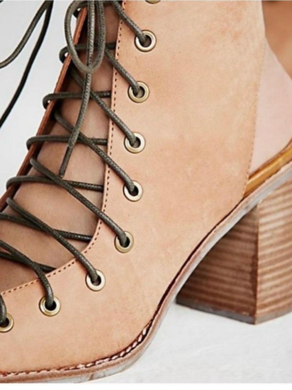 Jeffrey Campbell x Free People Lace-Up Open-Toe Leather Heels in Tan - Picture 15 of 16
